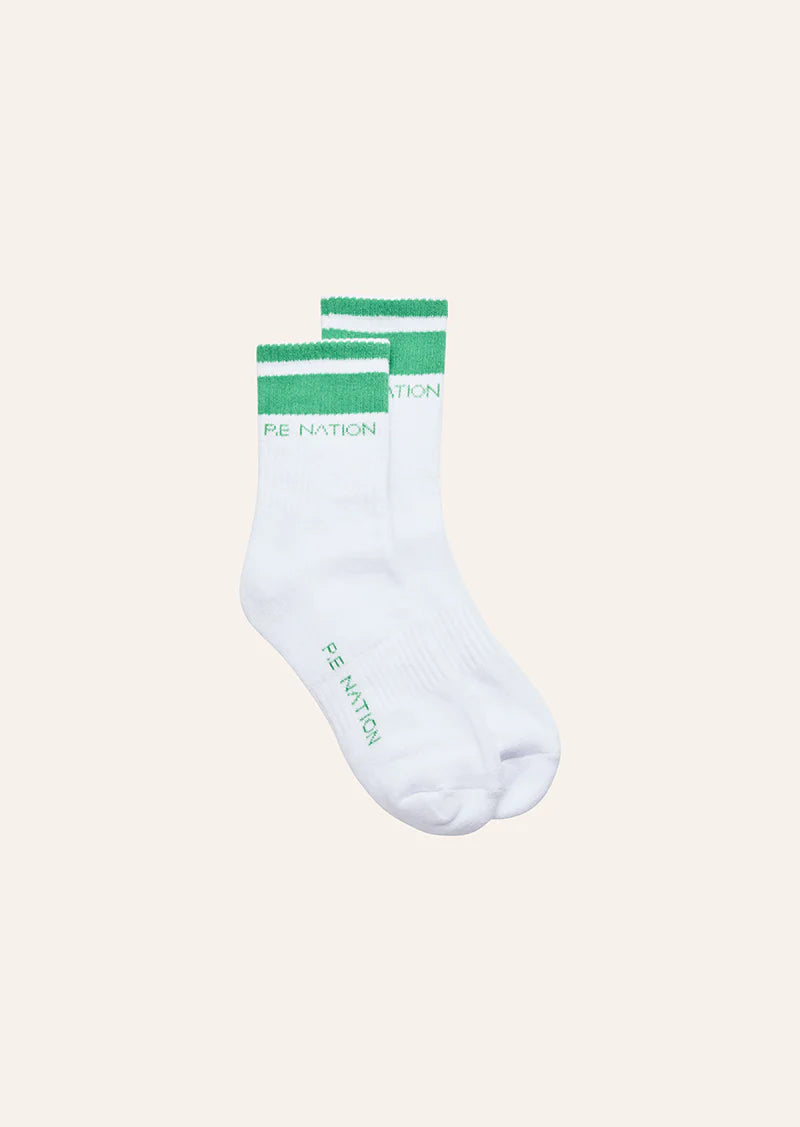 PE Nation Homeage Sock White/Kelly Green