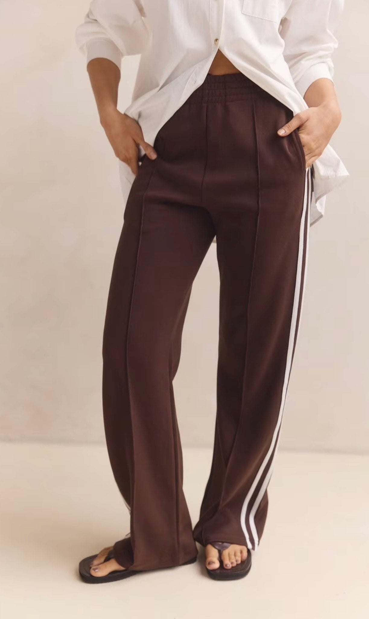 The Mika Stripe Pant Choc