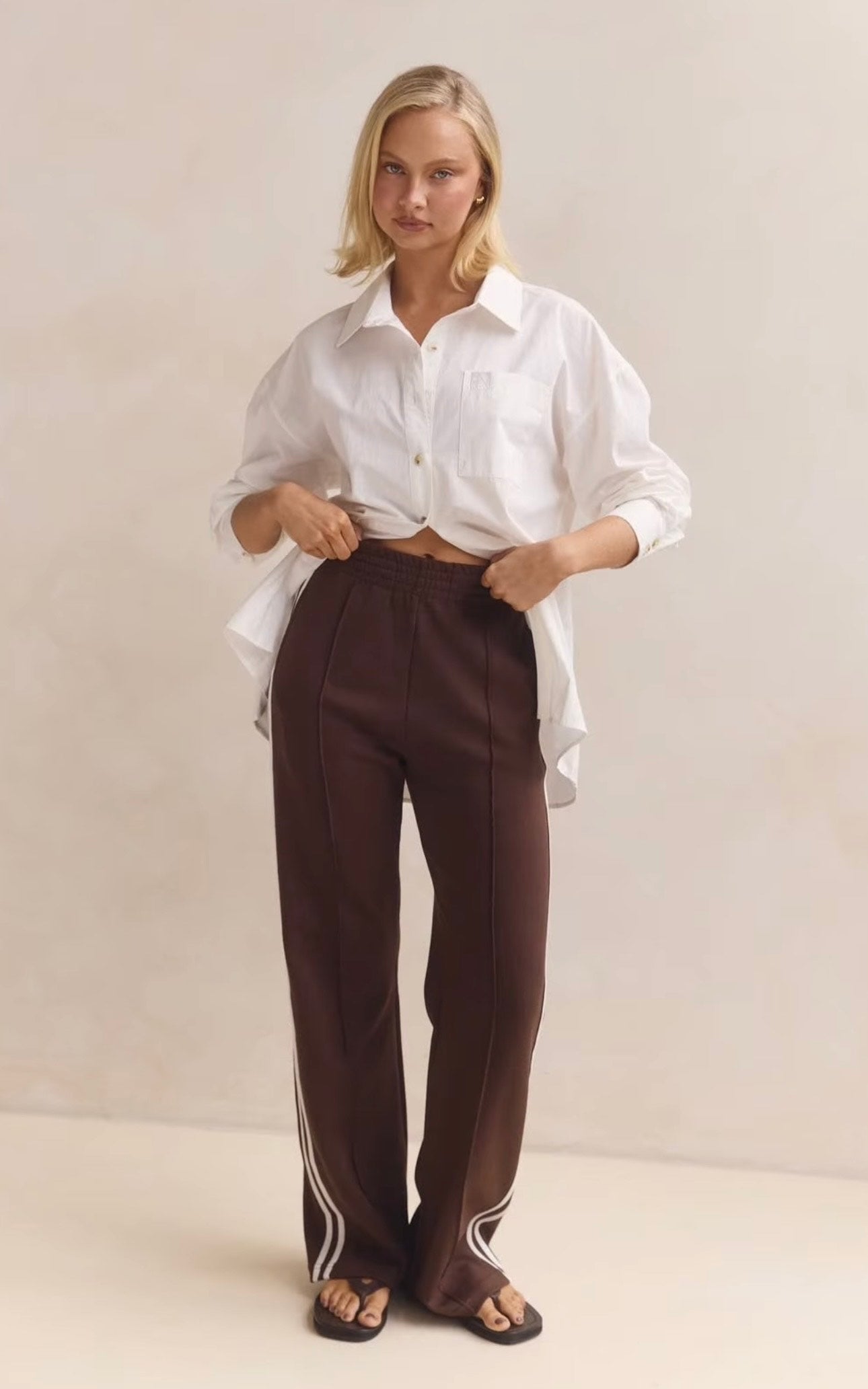 The Mika Stripe Pant Choc