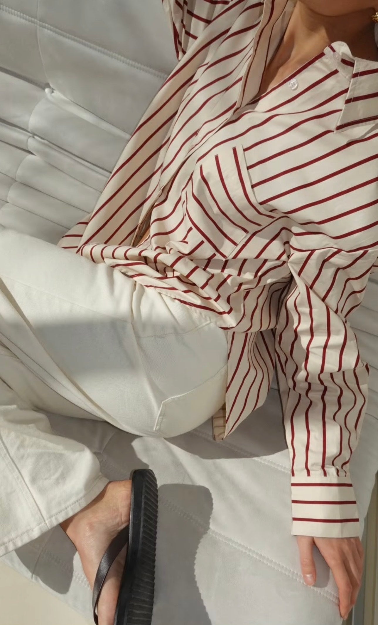 Willow Shirt Cream Red Stripe