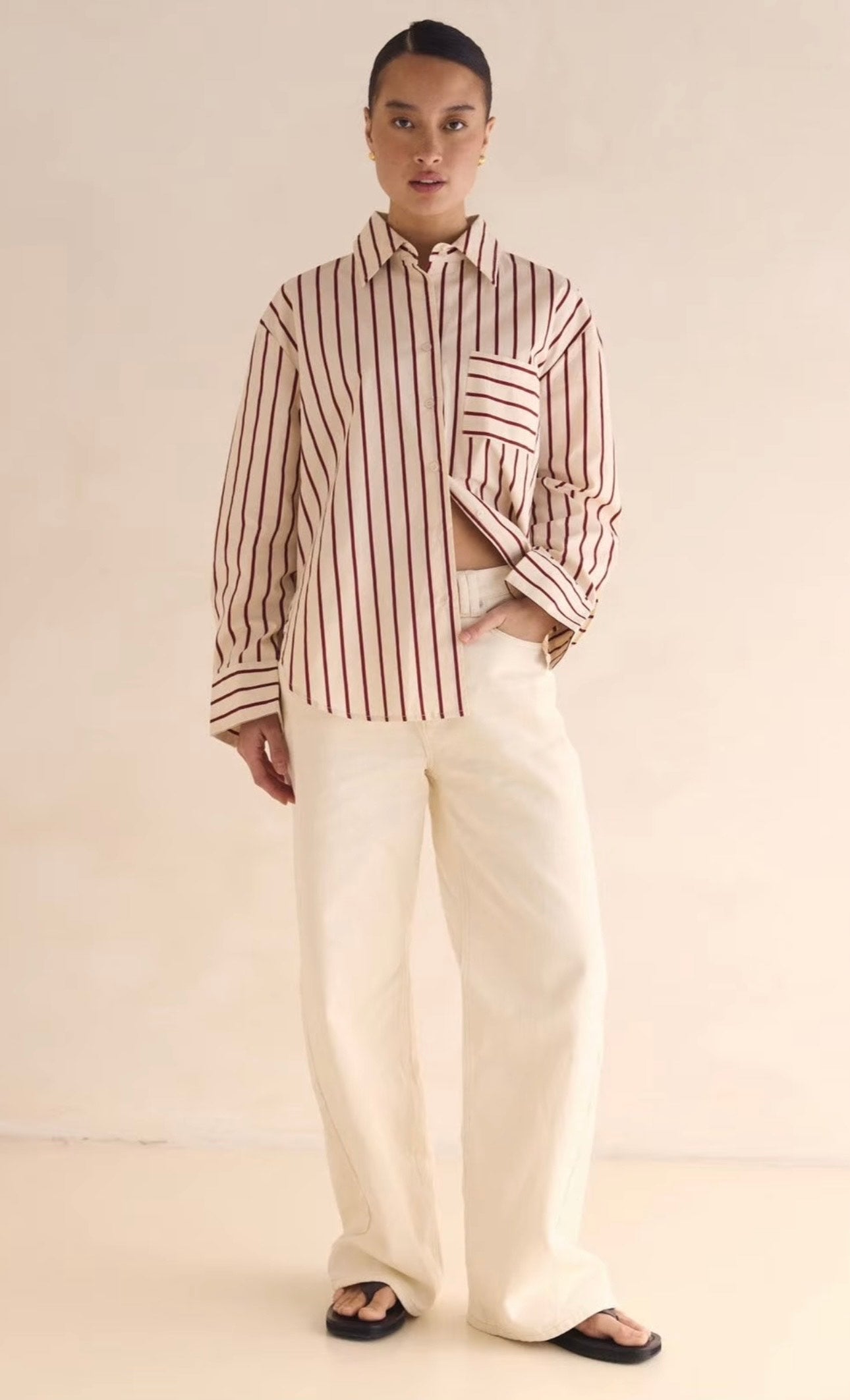 Willow Shirt Cream Red Stripe