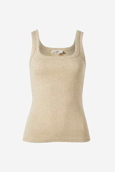 Ceres Life Contour Rib Square Neck Tank Oatmeal Marle