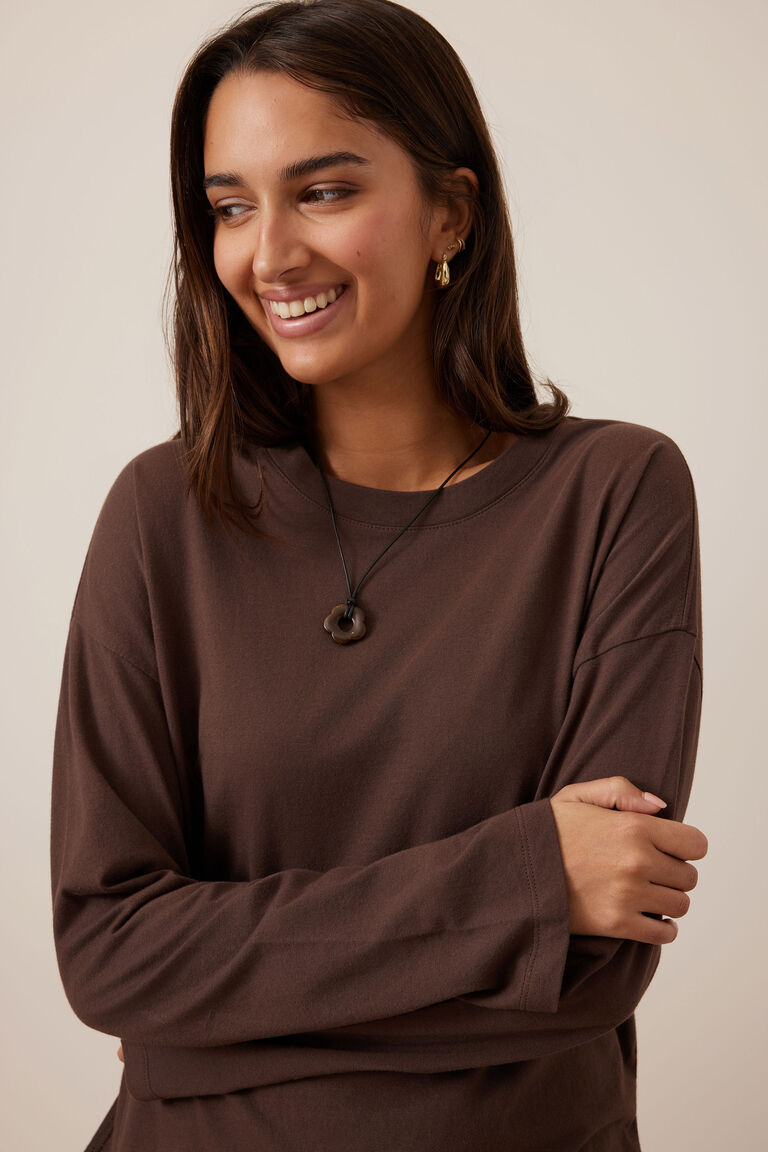 Ceres Life LS Slouchy Tee Brunette Brown