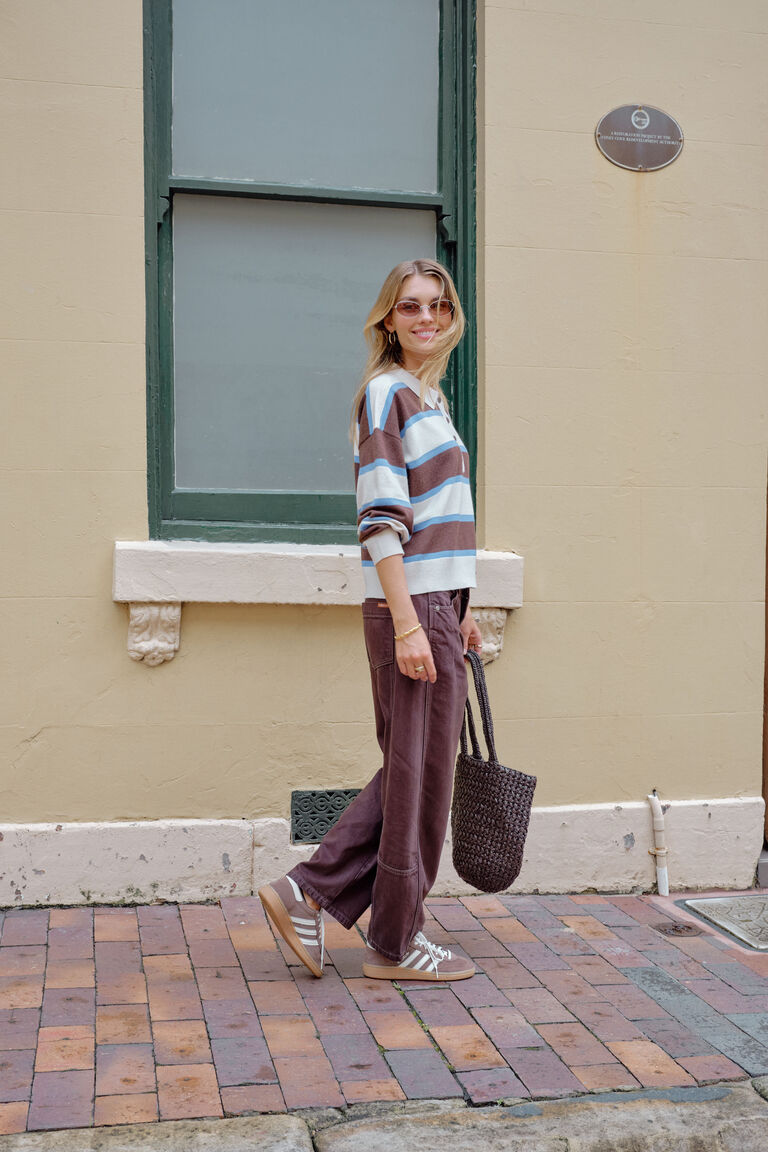 Ceres Life Jessa Rugby Knit Chocolate Stripe