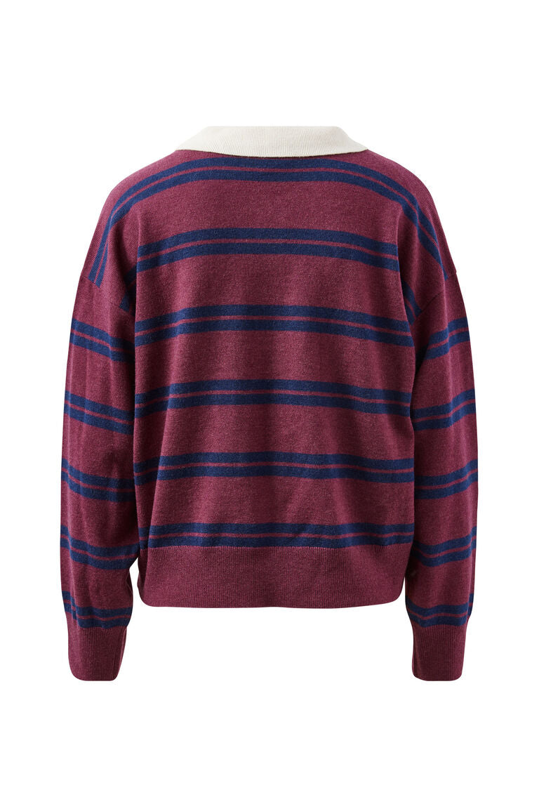 Ceres Life Jessa Rugby Knit Washed Burgundy Stripe