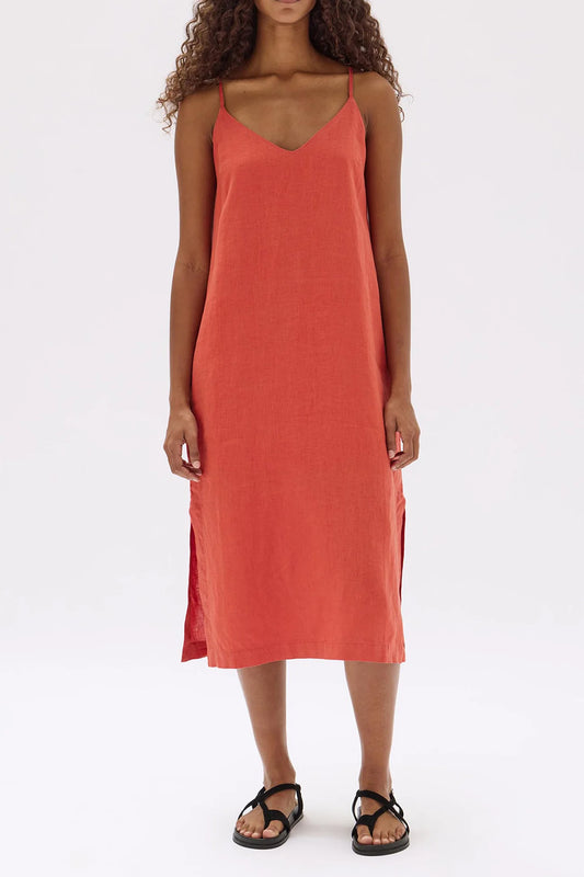 Assembly Label Vallory Linen Slip Dress Papaya