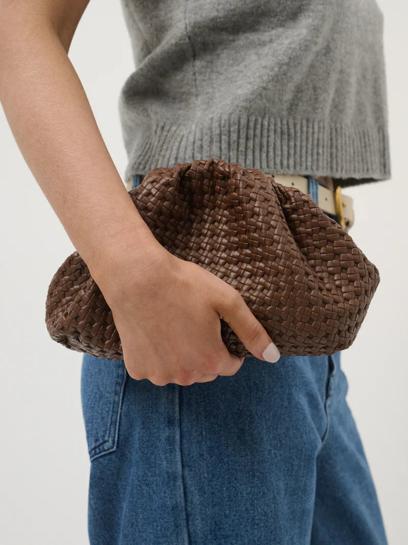 Venetia Woven Clutch Brown