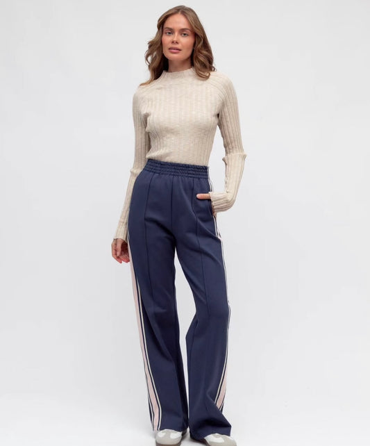 Brooklyn Stripe Pant Pink and Navy
