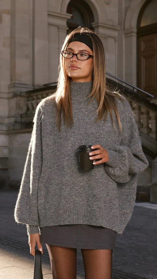 Kai High Neck Knit Dark Grey
