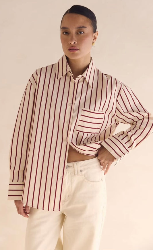 Willow Shirt Cream Red Stripe