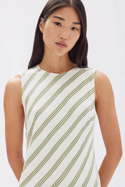 Assembly Label Isola Stripe Midi Dress Pandan / Antique White