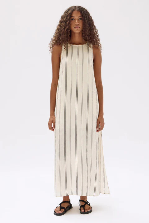 Assembly Label Milos Stripe Maxi Dress Cream Black