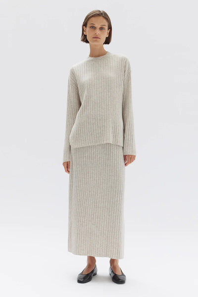 Assembly Label Wool Cashmere Rib Long Sleeve Top Oat Marle