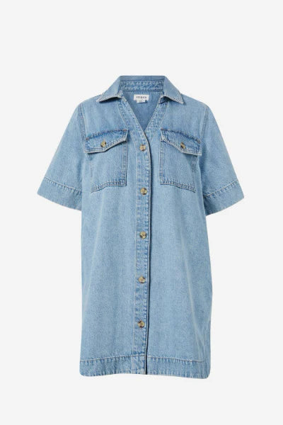 Ceres Life Boxy Shirt Dress Vintage Blue Denim