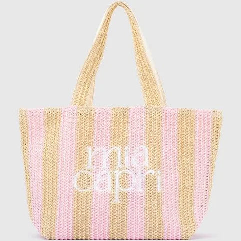 Mia Capri Vacay Tote Pink, Light Blue, Navy, Wine and Green
